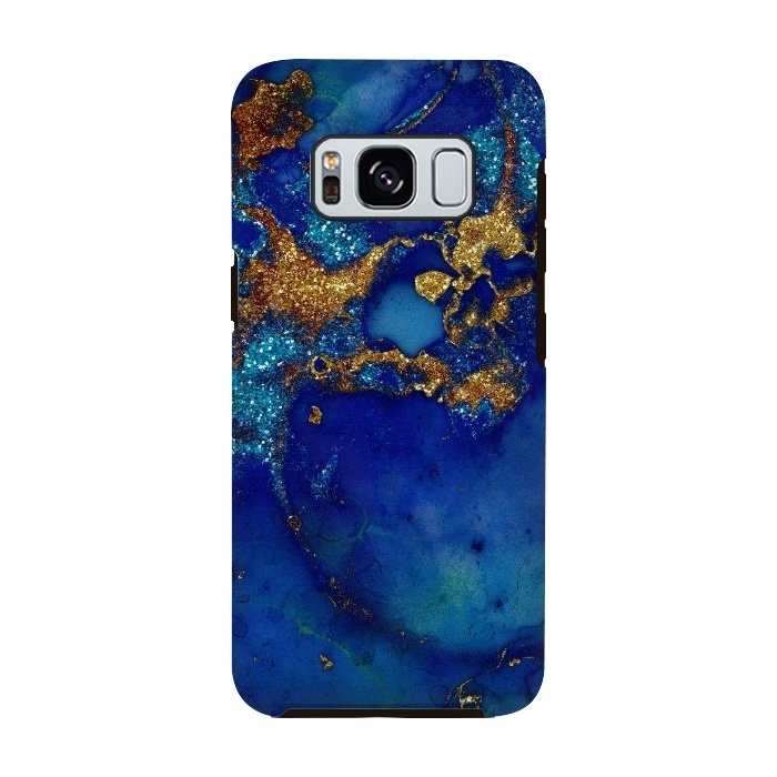Galaxy S8 StrongFit Ocean Blue and gold Marble  by  Utart