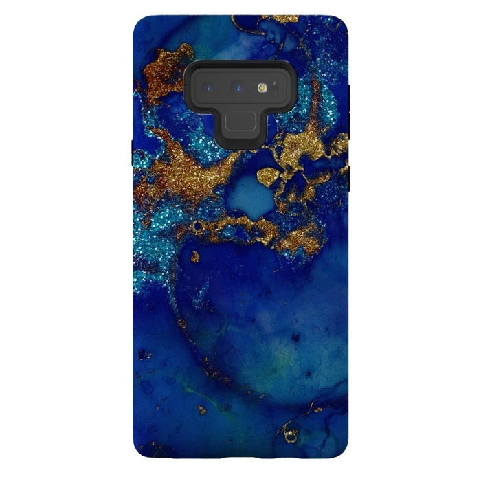 Galaxy Note 9 StrongFit Ocean Blue and gold Marble  by  Utart
