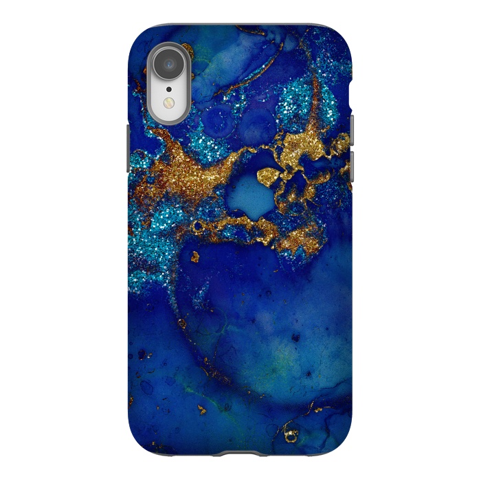 iPhone Xr StrongFit Ocean Blue and gold Marble  by  Utart