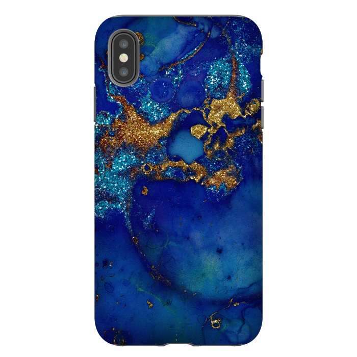 iPhone Xs Max StrongFit Ocean Blue and gold Marble  by  Utart