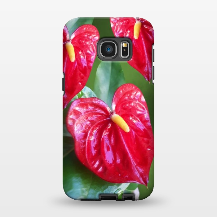 Galaxy S7 EDGE StrongFit Anthurium Red Exotic Flower  by BluedarkArt