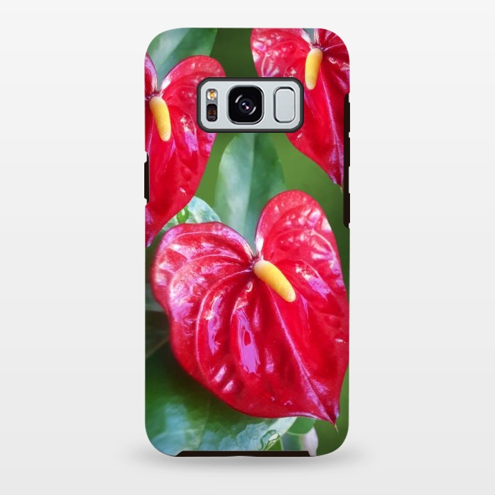 Galaxy S8 plus StrongFit Anthurium Red Exotic Flower  by BluedarkArt