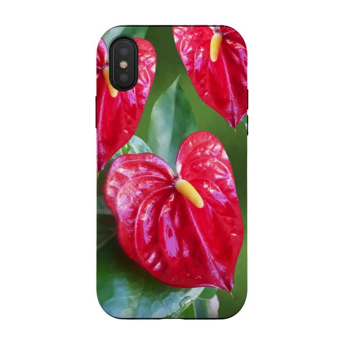 iPhone Xs / X StrongFit Anthurium Red Exotic Flower  by BluedarkArt