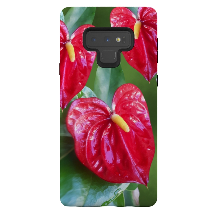 Galaxy Note 9 StrongFit Anthurium Red Exotic Flower  by BluedarkArt