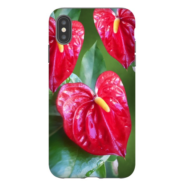iPhone Xs Max StrongFit Anthurium Red Exotic Flower  by BluedarkArt