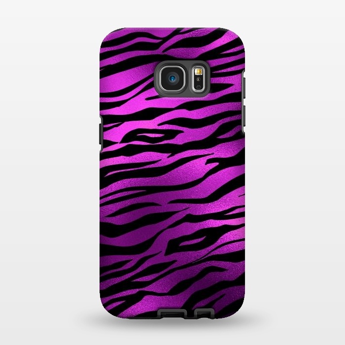 Galaxy S7 EDGE StrongFit Purple Black Tiger Skin by  Utart