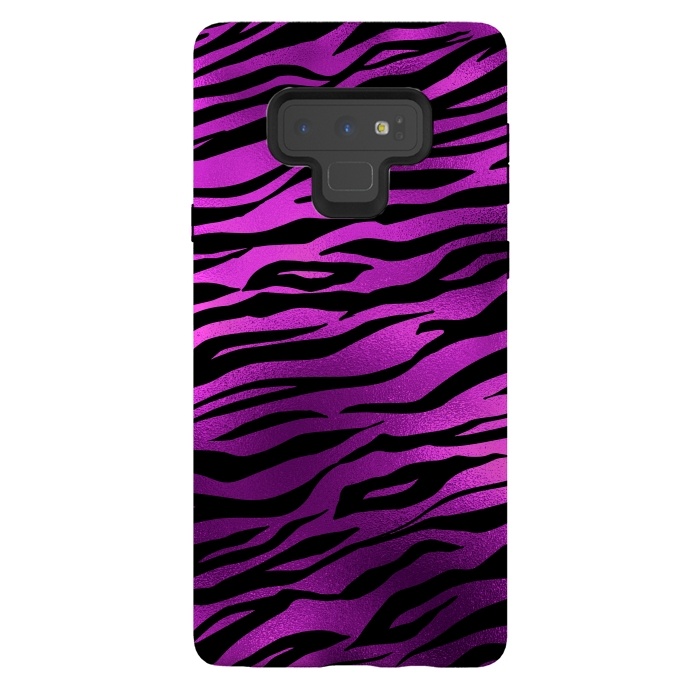Galaxy Note 9 StrongFit Purple Black Tiger Skin by  Utart