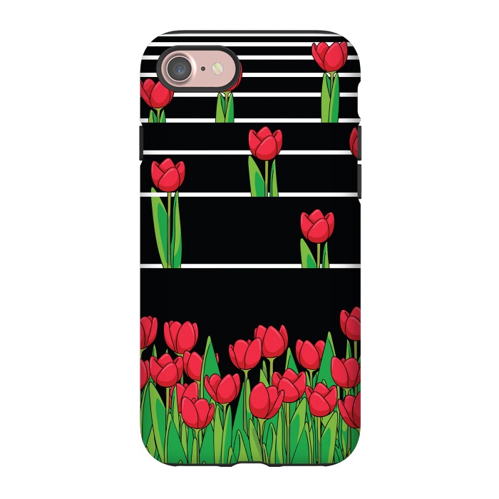 iPhone 7 StrongFit Black And White Tulip by Rossy Villarreal