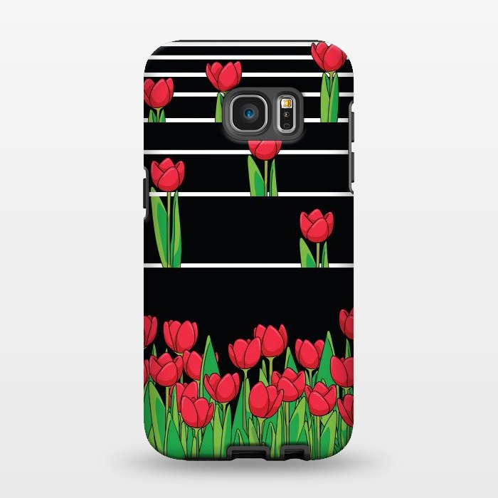 Galaxy S7 EDGE StrongFit Black And White Tulip by Rossy Villarreal