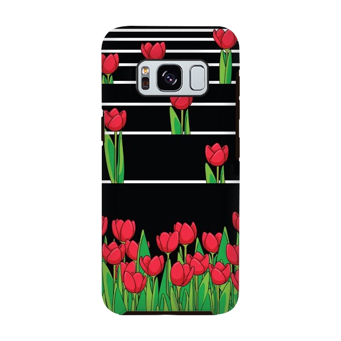 Galaxy S8 StrongFit Black And White Tulip by Rossy Villarreal