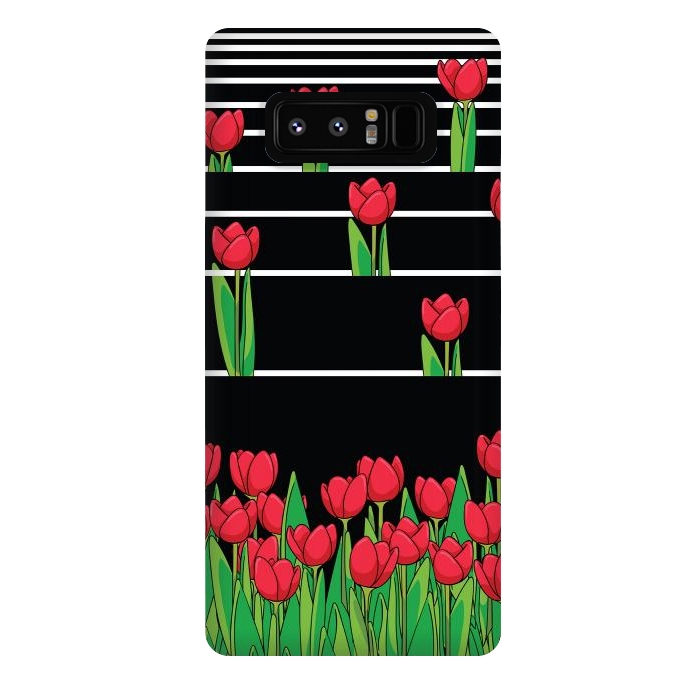 Galaxy Note 8 StrongFit Black And White Tulip by Rossy Villarreal