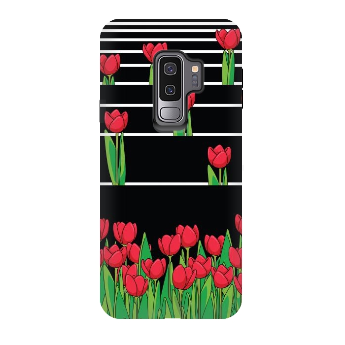 Galaxy S9 plus StrongFit Black And White Tulip by Rossy Villarreal