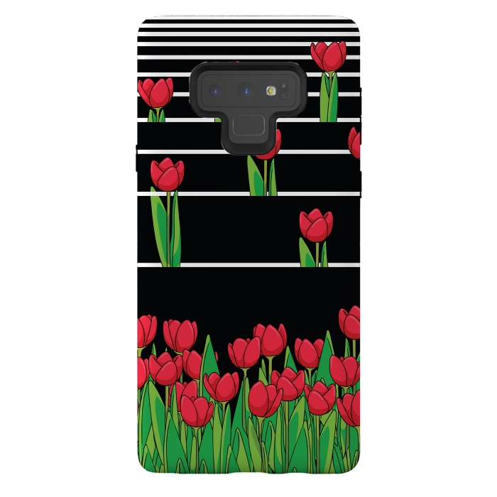 Galaxy Note 9 StrongFit Black And White Tulip by Rossy Villarreal