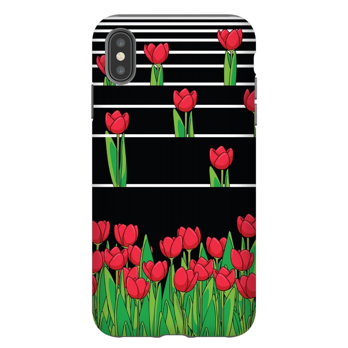 iPhone Xs Max StrongFit Black And White Tulip by Rossy Villarreal