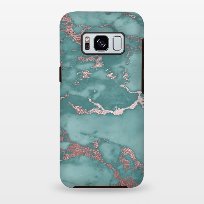 Galaxy S8 plus StrongFit Teal and Rosegold Marble by  Utart