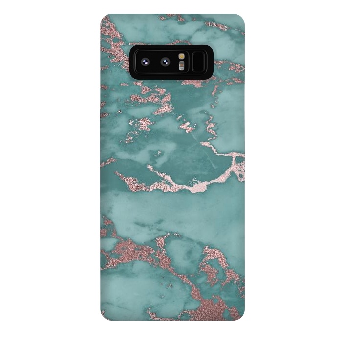 Galaxy Note 8 StrongFit Teal and Rosegold Marble by  Utart