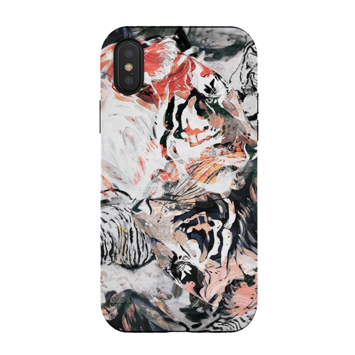 iPhone Xs / X StrongFit Ink painted tiger illustration by Oana 