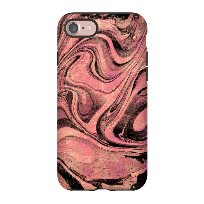 iPhone 7 StrongFit Golden liquid marble swirls painting by Oana 