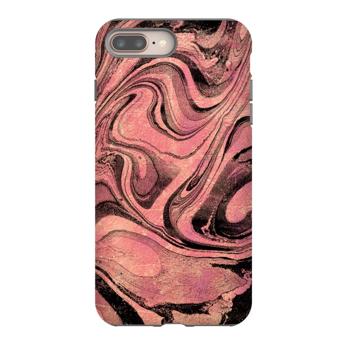 iPhone 7 plus StrongFit Golden liquid marble swirls painting by Oana 