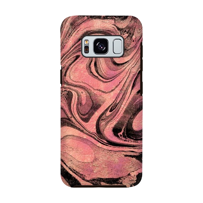 Galaxy S8 StrongFit Golden liquid marble swirls painting by Oana 