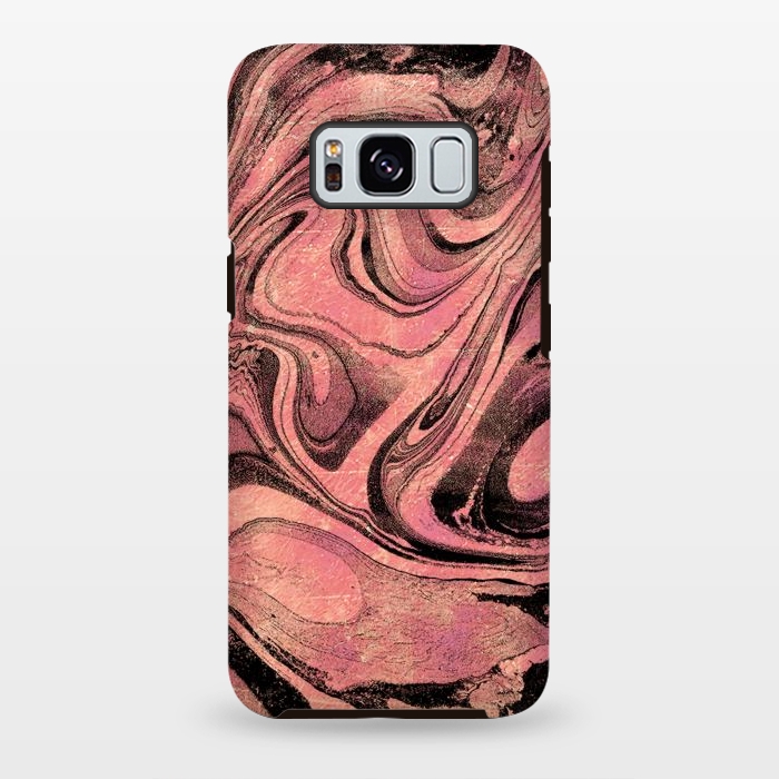 Galaxy S8 plus StrongFit Golden liquid marble swirls painting by Oana 