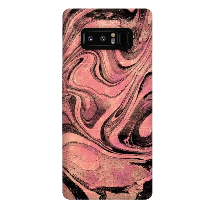 Galaxy Note 8 StrongFit Golden liquid marble swirls painting by Oana 