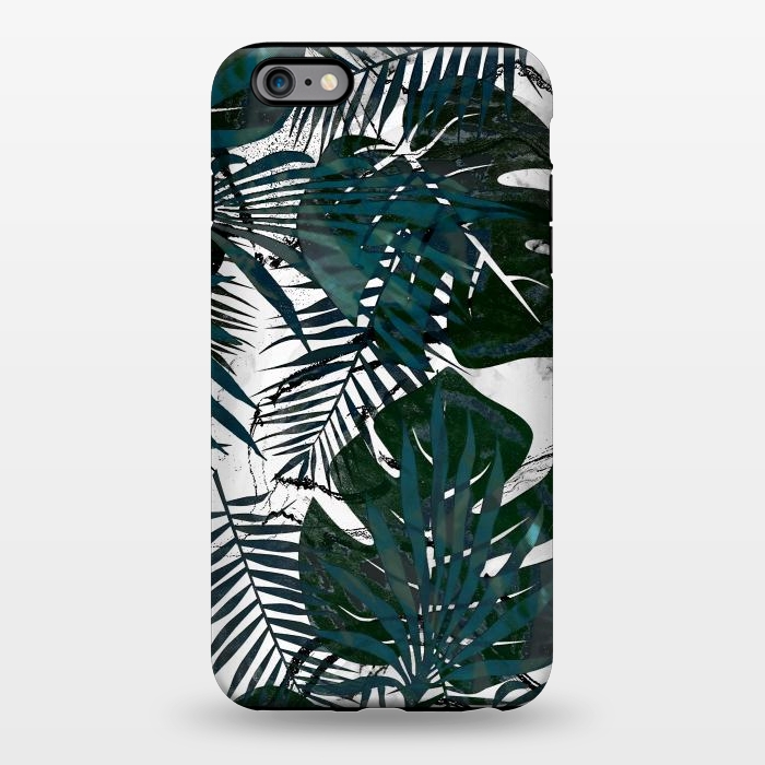 iPhone 6/6s plus StrongFit Dark green jungle leaves on white marble by Oana 