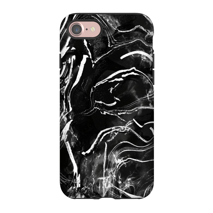 iPhone 7 StrongFit Black marble with white stripes by Oana 