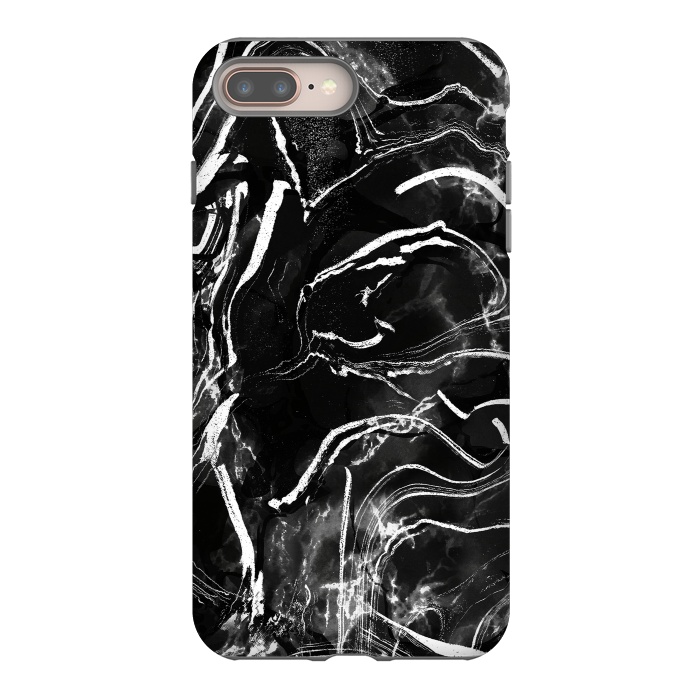 iPhone 7 plus StrongFit Black marble with white stripes by Oana 