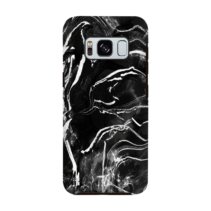 Galaxy S8 StrongFit Black marble with white stripes by Oana 
