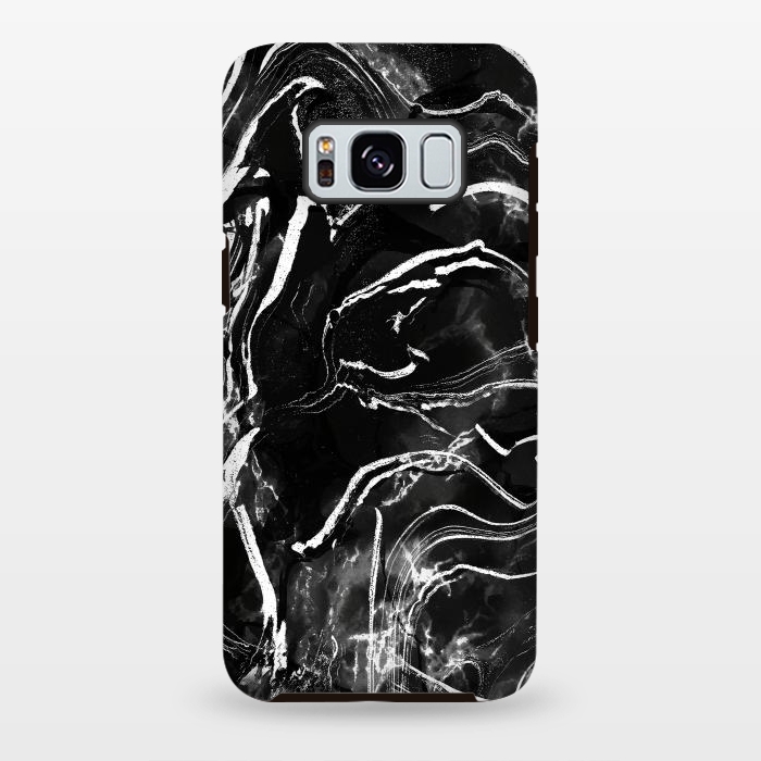 Galaxy S8 plus StrongFit Black marble with white stripes by Oana 
