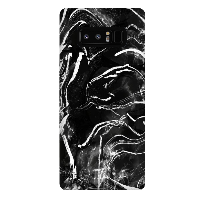 Galaxy Note 8 StrongFit Black marble with white stripes by Oana 