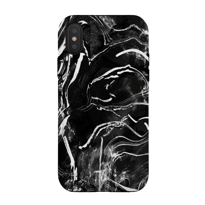 iPhone Xs / X StrongFit Black marble with white stripes by Oana 