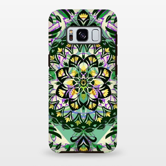 Galaxy S8 plus StrongFit Green floral ethnic mandala by Oana 