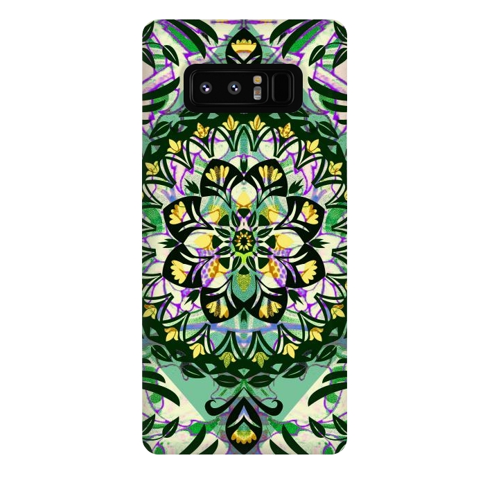 Galaxy Note 8 StrongFit Green floral ethnic mandala by Oana 