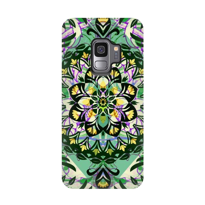 Galaxy S9 StrongFit Green floral ethnic mandala by Oana 