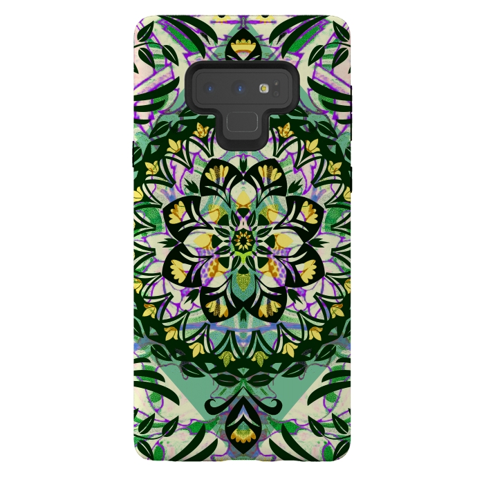 Galaxy Note 9 StrongFit Green floral ethnic mandala by Oana 