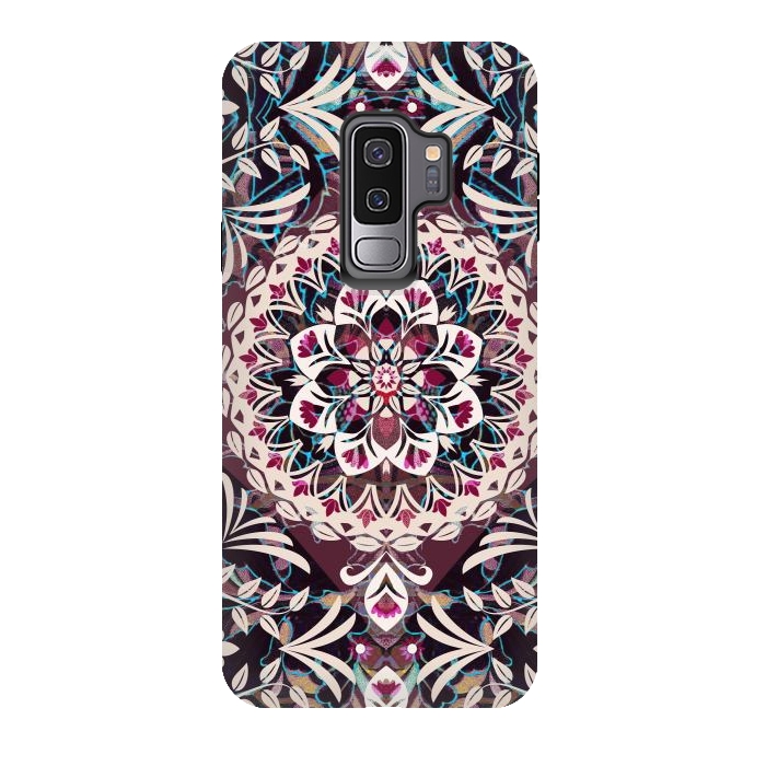 Galaxy S9 plus StrongFit Folk floral foliage mandala  by Oana 