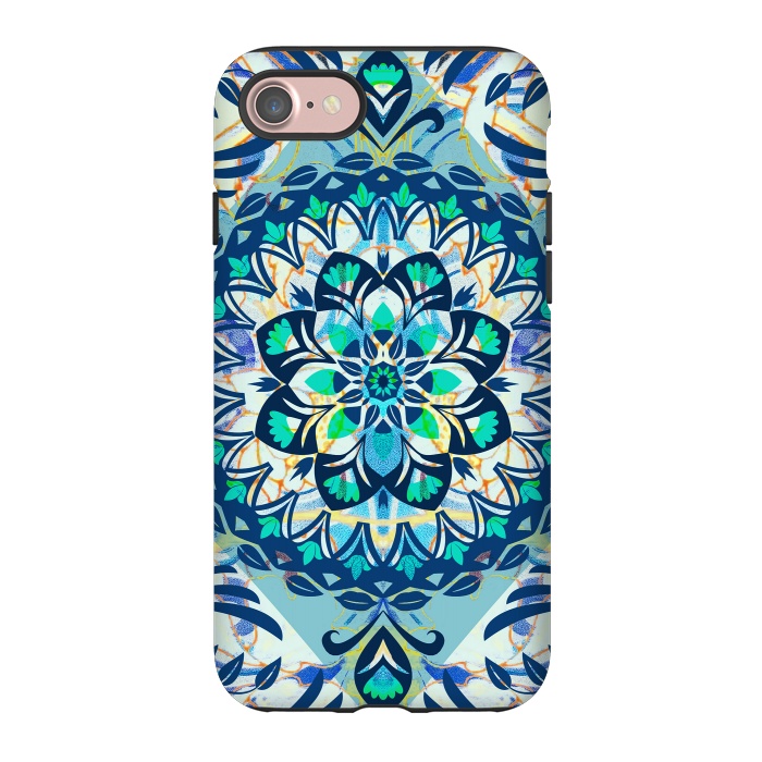 iPhone 7 StrongFit Turquoise ethnic floral mandala by Oana 