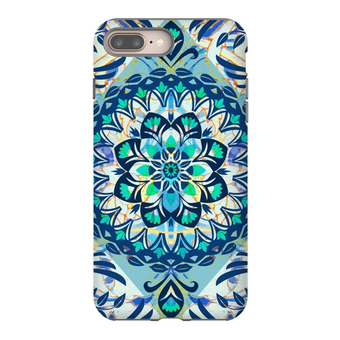iPhone 7 plus StrongFit Turquoise ethnic floral mandala by Oana 