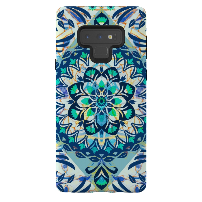 Galaxy Note 9 StrongFit Turquoise ethnic floral mandala by Oana 
