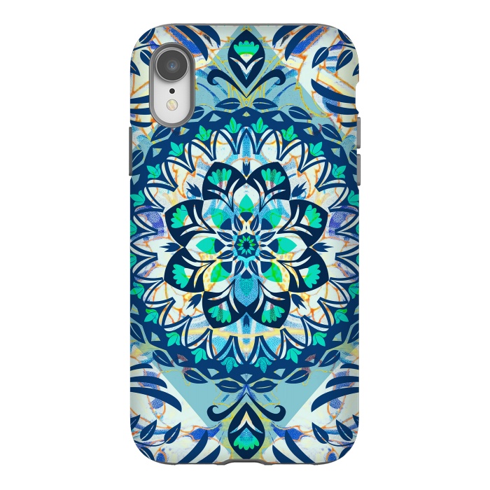 iPhone Xr StrongFit Turquoise ethnic floral mandala by Oana 
