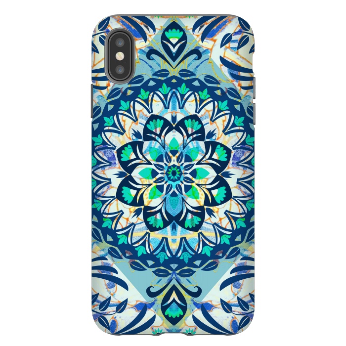 iPhone Xs Max StrongFit Turquoise ethnic floral mandala by Oana 