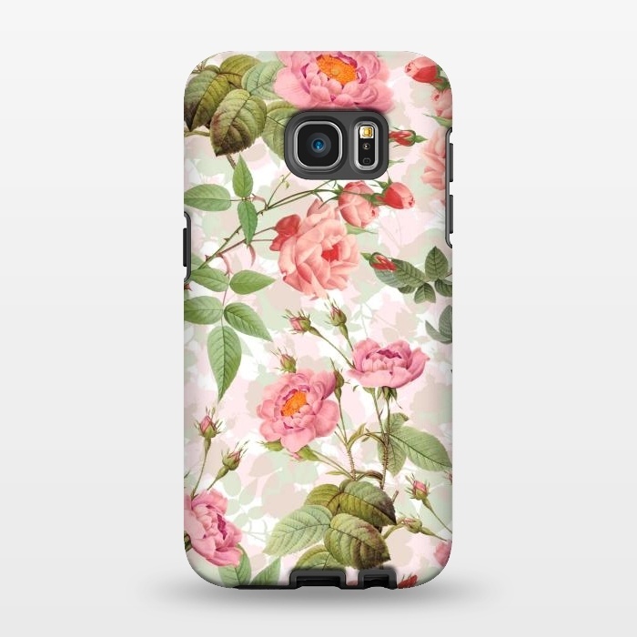Galaxy S7 EDGE StrongFit Blush Roses Garden - Hand drawn vintage roses by  Utart