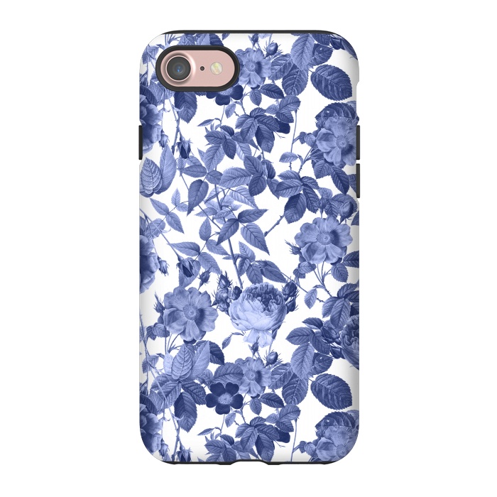 iPhone 7 StrongFit Chinoiserie Blue Rose Garden - Vintage Roses by  Utart