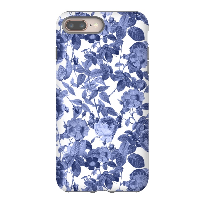 iPhone 7 plus StrongFit Chinoiserie Blue Rose Garden - Vintage Roses by  Utart