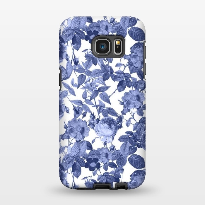 Galaxy S7 EDGE StrongFit Chinoiserie Blue Rose Garden - Vintage Roses by  Utart
