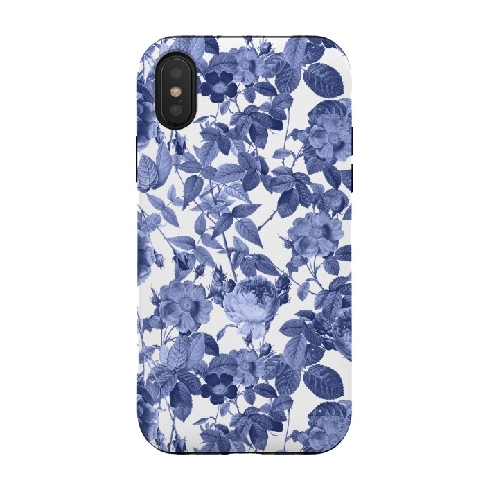 iPhone Xs / X StrongFit Chinoiserie Blue Rose Garden - Vintage Roses by  Utart