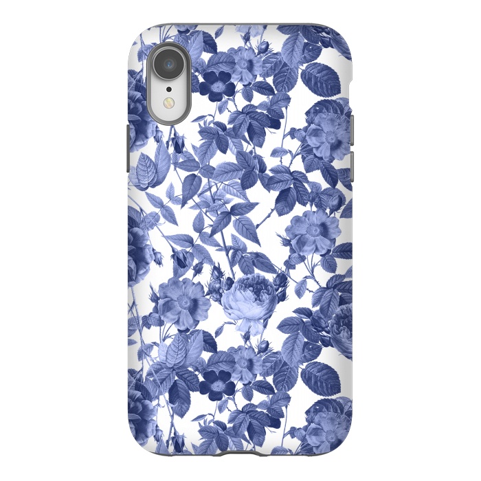 iPhone Xr StrongFit Chinoiserie Blue Rose Garden - Vintage Roses by  Utart
