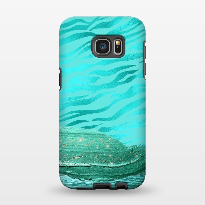 Galaxy S7 EDGE StrongFit Turquoise Tiger skin with thick paint strokes by  Utart